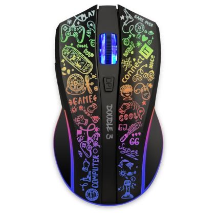 CONNECT IT CMO-3530-DD - LED RGB Презареждаща се безжична геймърска мишка 800/1200/1600/2400/4800 DPI 600 mAh черен