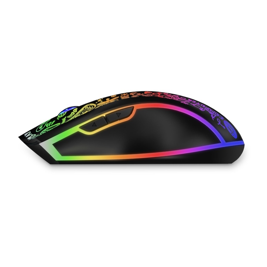CONNECT IT CMO-3530-DD - LED RGB Презареждаща се безжична геймърска мишка 800/1200/1600/2400/4800 DPI 600 mAh черен