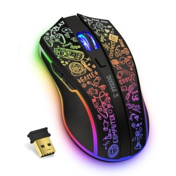 CONNECT IT CMO-3530-DD - LED RGB Презареждаща се безжична геймърска мишка 800/1200/1600/2400/4800 DPI 600 mAh черен