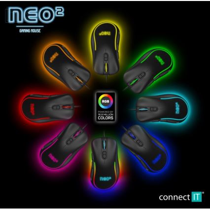 CONNECT IT CMO-3589-BK - LED RGB Жична геймърска мишка 200-7200 DPI черен