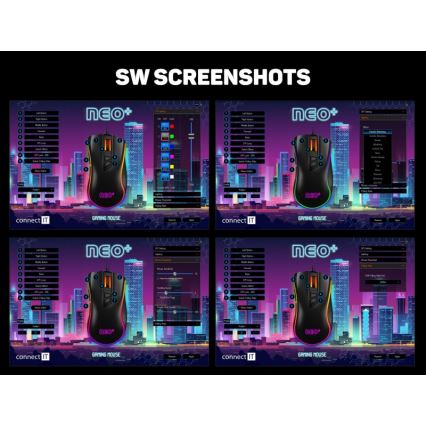 CONNECT IT CMO-3591-BK - LED RGB жична геймърска мишка 500-7200 DPI черна