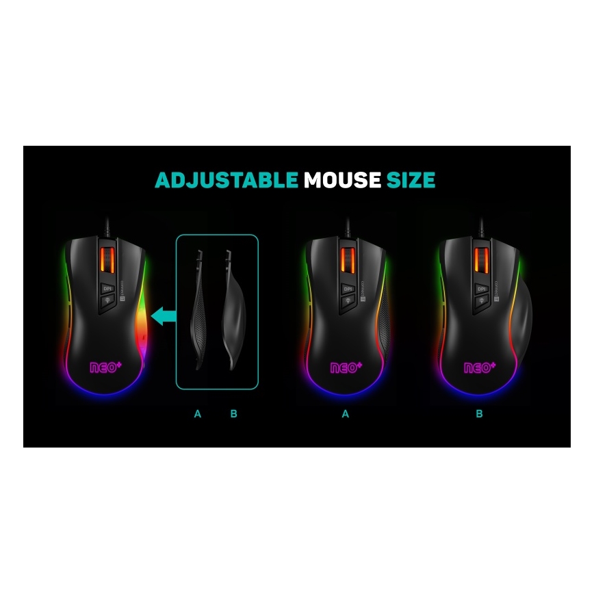 CONNECT IT CMO-3591-BK - LED RGB жична геймърска мишка 500-7200 DPI черна