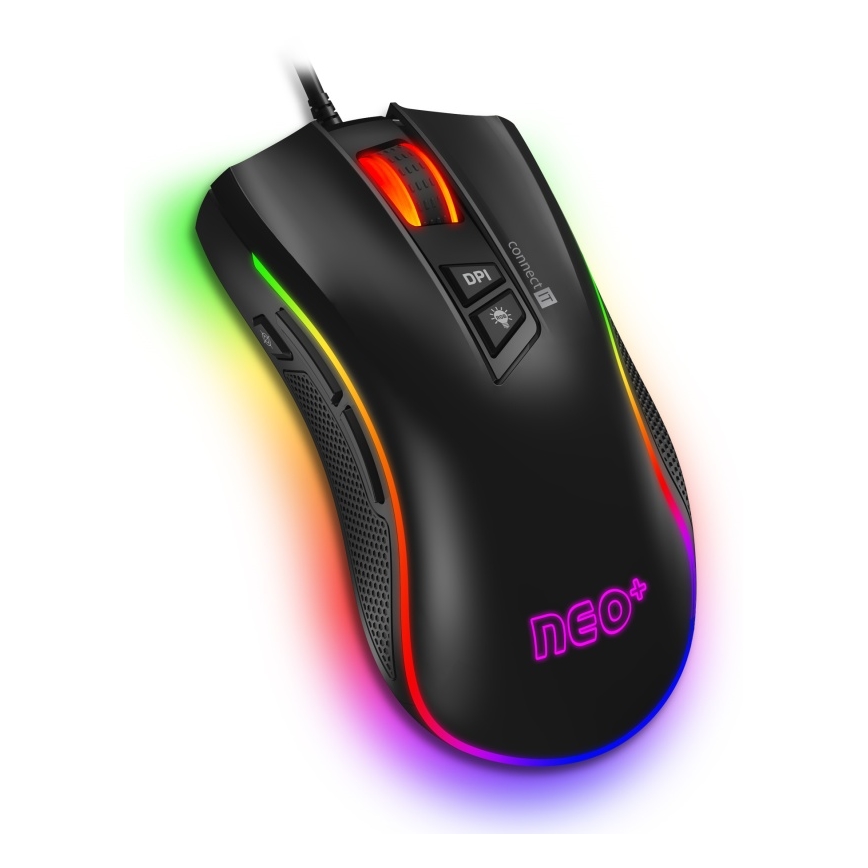 CONNECT IT CMO-3591-BK - LED RGB жична геймърска мишка 500-7200 DPI черна