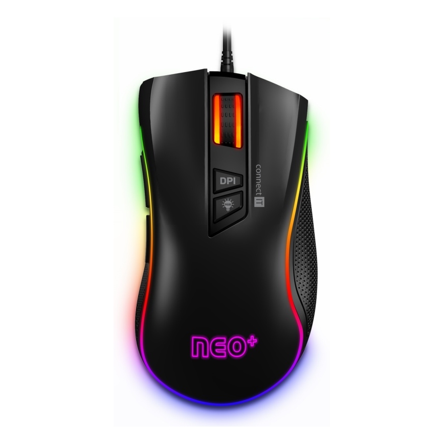 CONNECT IT CMO-3591-BK - LED RGB жична геймърска мишка 500-7200 DPI черна