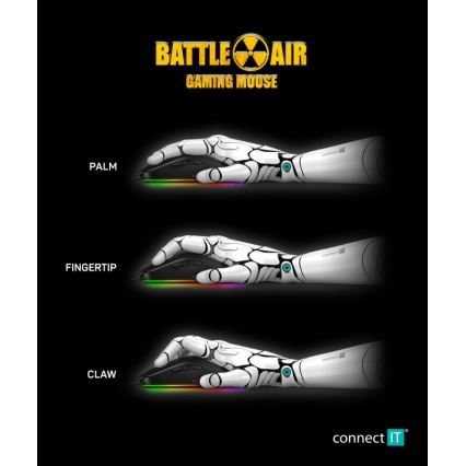 CONNECT IT CMO-5511-BK - LED RGB жична геймърска мишка 200-12800 DPI черна