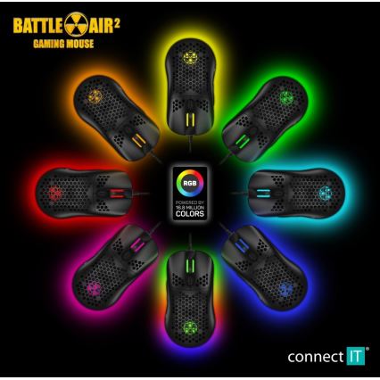 CONNECT IT CMO-5511-BK - LED RGB Жична геймърска мишка 200-12800 DPI черен