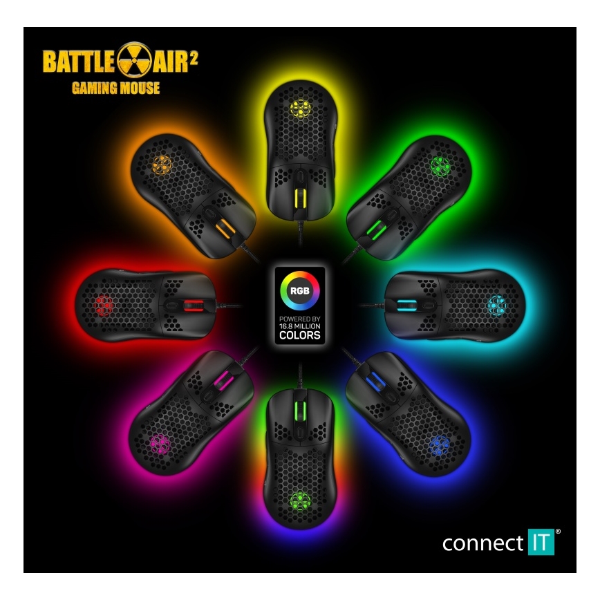 CONNECT IT CMO-5511-BK - LED RGB Жична геймърска мишка 200-12800 DPI черен