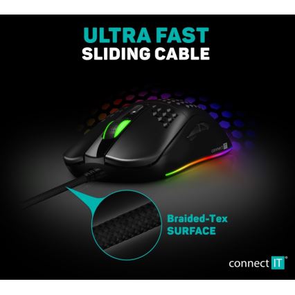 CONNECT IT CMO-5511-BK - LED RGB Жична геймърска мишка 200-12800 DPI черен