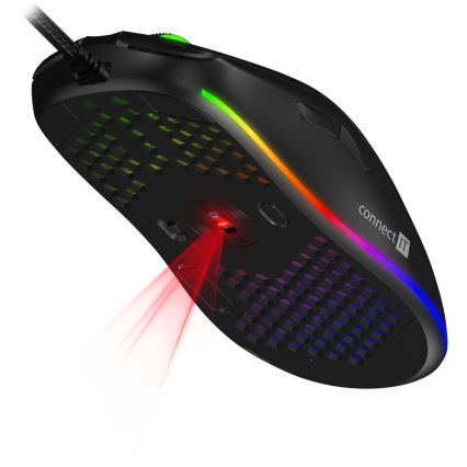 CONNECT IT CMO-5511-BK - LED RGB Жична геймърска мишка 200-12800 DPI черен