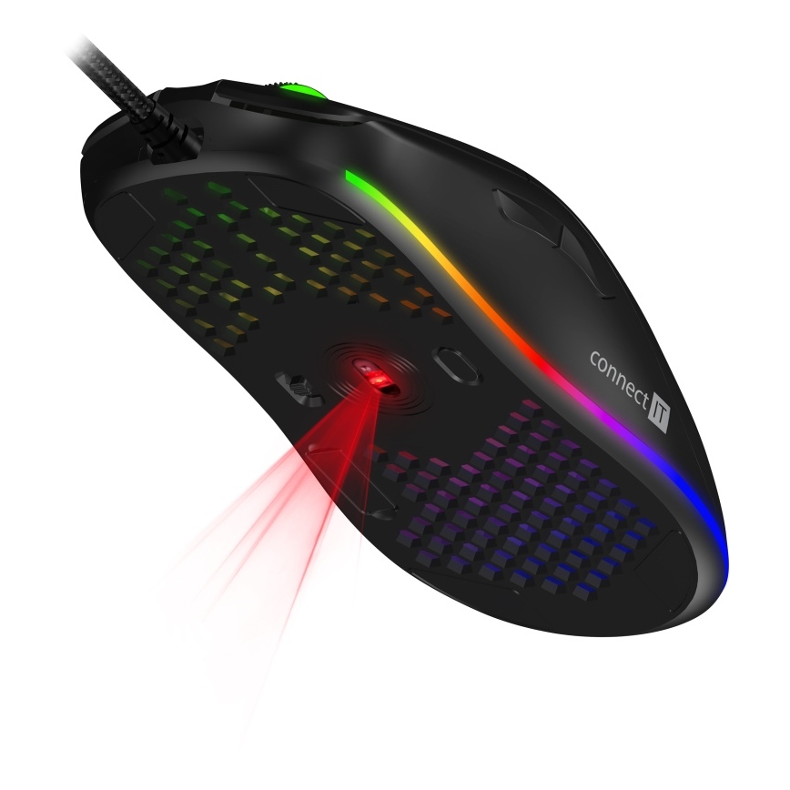 CONNECT IT CMO-5511-BK - LED RGB Жична геймърска мишка 200-12800 DPI черен