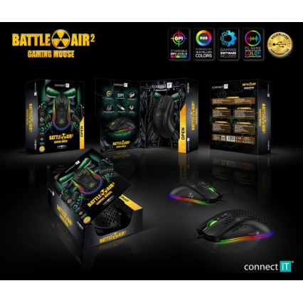 CONNECT IT CMO-5511-BK - LED RGB Жична геймърска мишка 200-12800 DPI черен