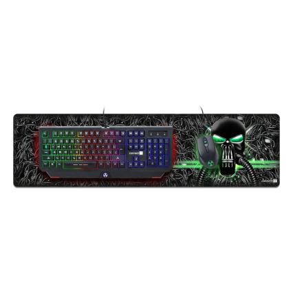 CONNECT IT CMP-1110-LG - Постелка за клавиатура и мишка 88,6x24,5 см черен/зелен