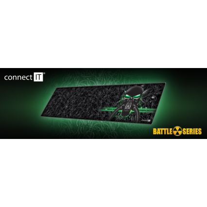 CONNECT IT CMP-1110-LG - Постелка за клавиатура и мишка 88,6x24,5 см черен/зелен
