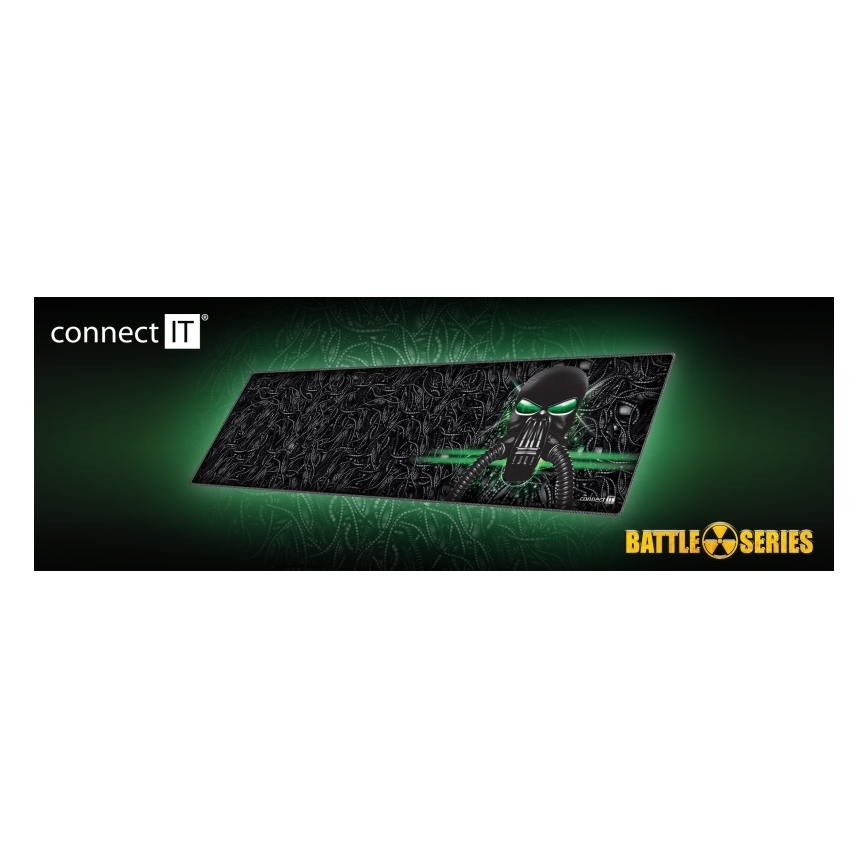 CONNECT IT CMP-1110-LG - Постелка за клавиатура и мишка 88,6x24,5 см черен/зелен