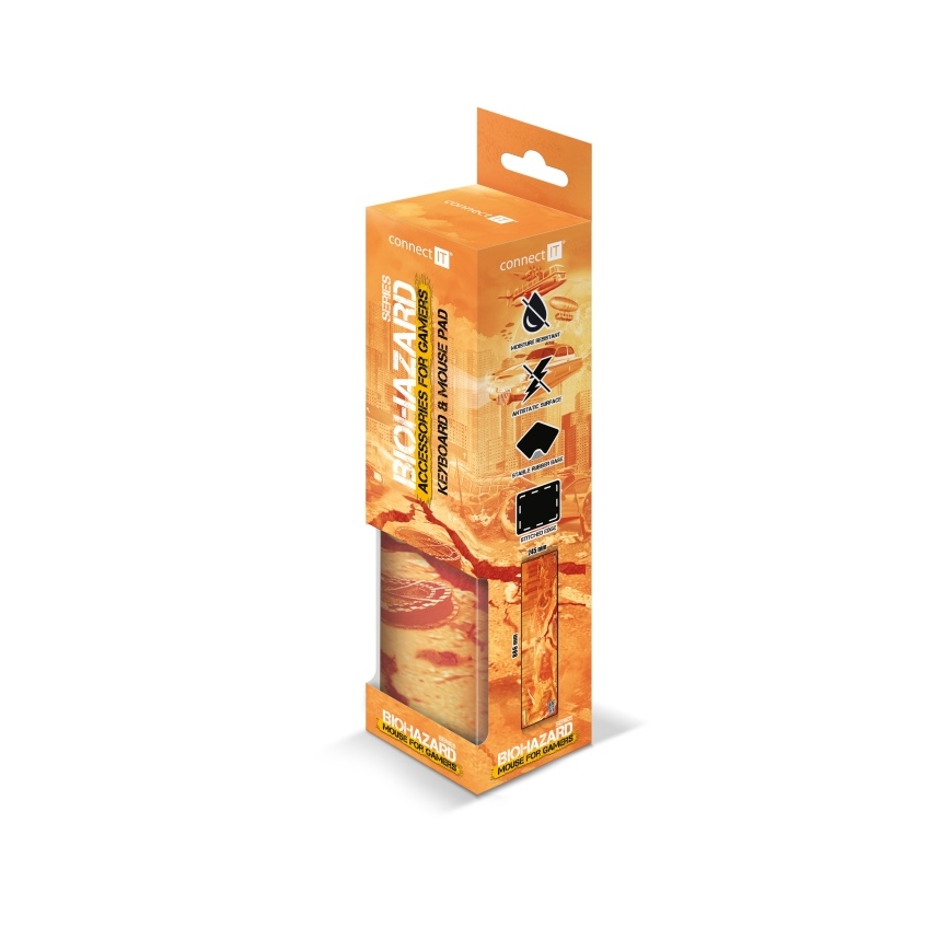 CONNECT IT CMP-1140-LG - Постелка за клавиатура и мишка 88,6x24,5 см оранжев