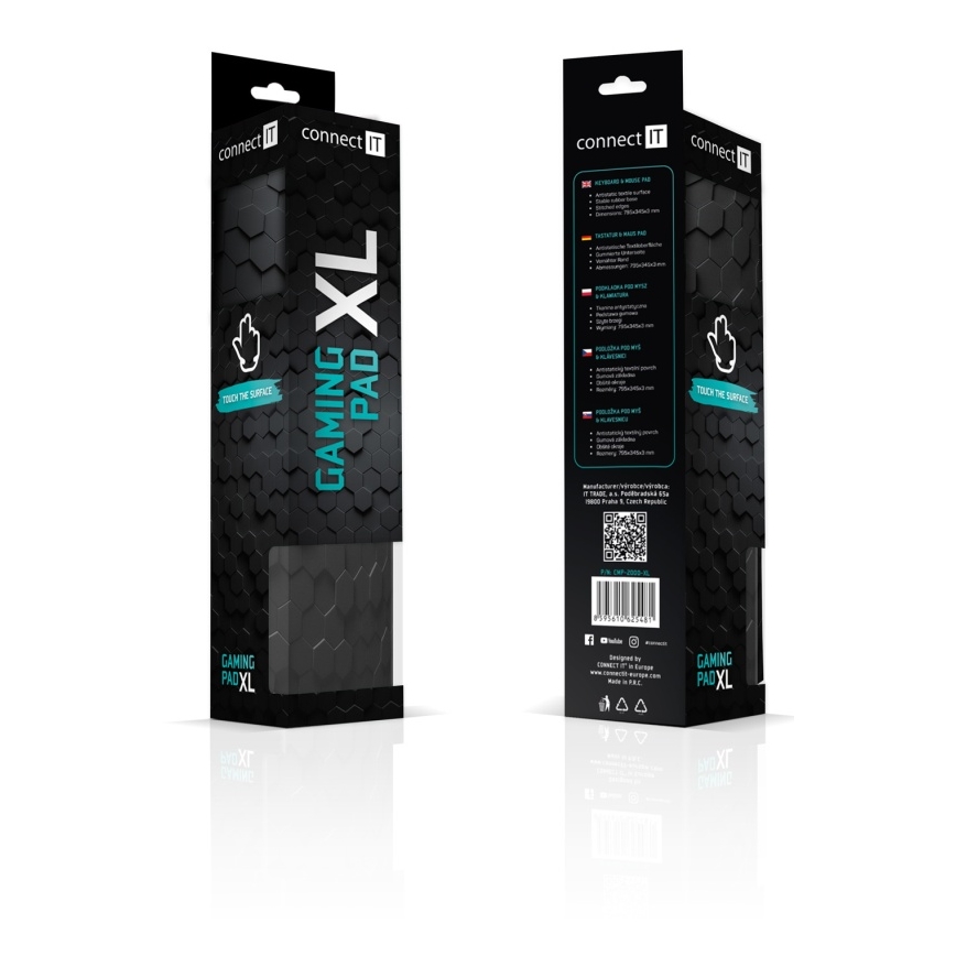 CONNECT IT CMP-2000-XL - Постелка за клавиатура и мишка 79,5x34,5 см черен