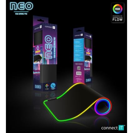 CONNECT IT CMP-3100-LG - LED RGB Гейминг к-кт клавиатура и подложка за мишка 80x30 см черен