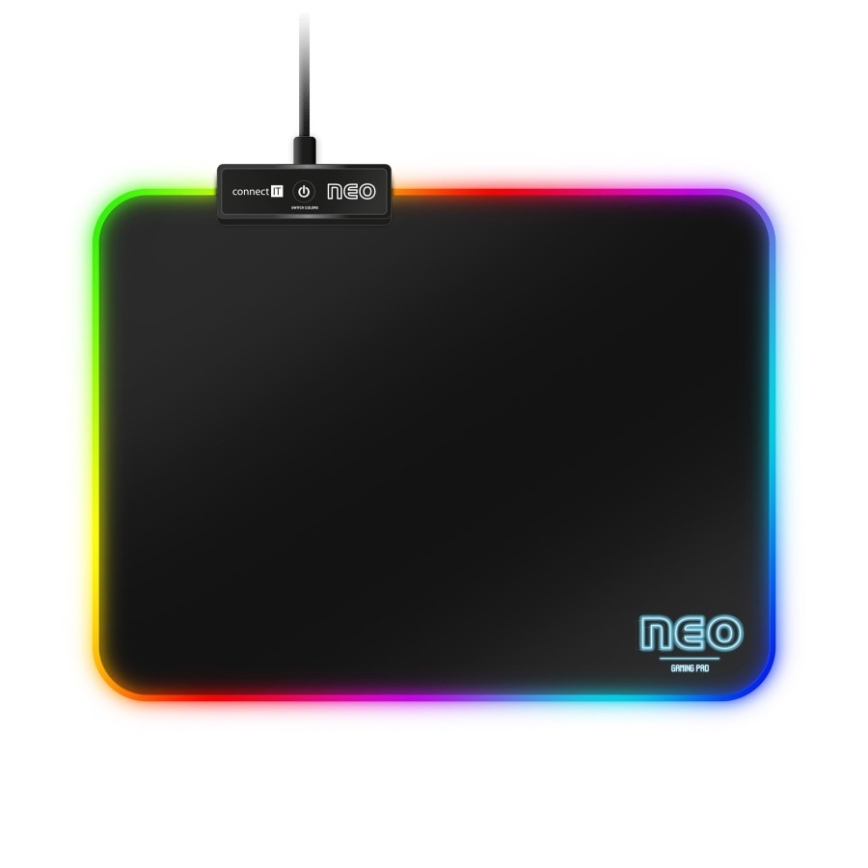 CONNECT IT CMP-3100-SM - LED RGB геймърска подложка за мишка 32x24,5 см черна