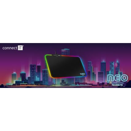 CONNECT IT CMP-3100-SM - LED RGB геймърска подложка за мишка 32x24,5 см черна
