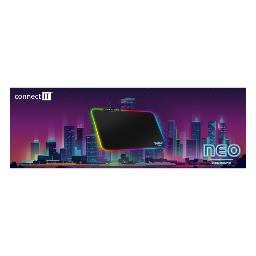 CONNECT IT CMP-3100-SM - LED RGB геймърска подложка за мишка 32x24,5 см черна