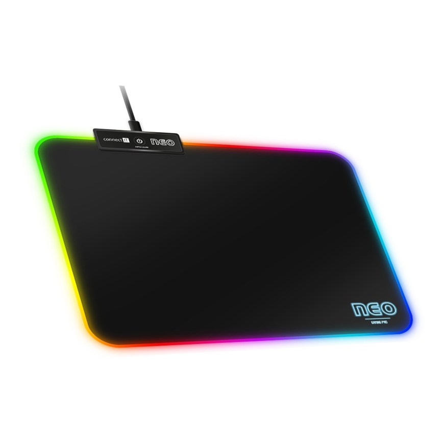 CONNECT IT CMP-3100-SM - LED RGB геймърска подложка за мишка 32x24,5 см черна