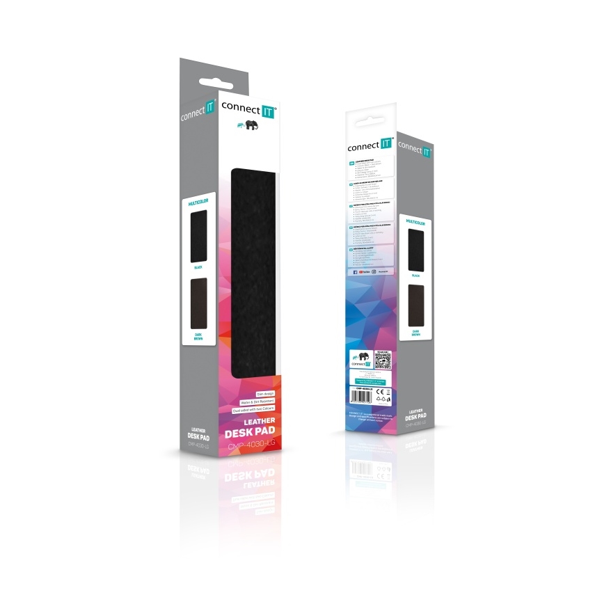CONNECT IT CMP-4030-LG - Двустранна подложка за клавиатура и мишка 90x40 см черна/кафява