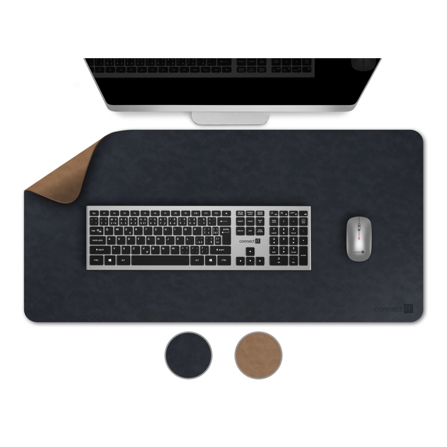CONNECT IT CMP-4040-LG - Двустранна подложка за клавиатура и мишка 90 x 40 см синя/кафява