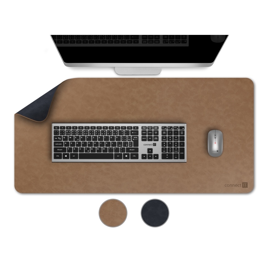CONNECT IT CMP-4040-LG - Двустранна подложка за клавиатура и мишка 90 x 40 см синя/кафява