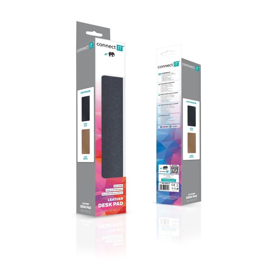CONNECT IT CMP-4040-LG - Двустранна подложка за клавиатура и мишка 90 x 40 см синя/кафява