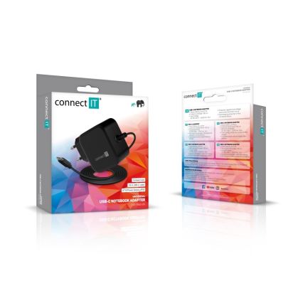 CONNECT IT CNP-1660-BK - Универсален захранващ адаптер за лаптопи USB-C 67W