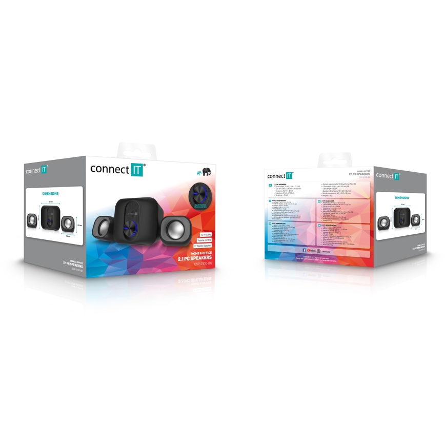 CONNECT IT CSP-2100-BK - LED К-кт тонколони със субуфер 11W/5V черен