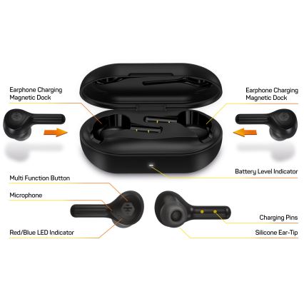 CONNECT IT HEP-5300-BK - Безжични слушалки с микрофон 300 mAh + 2x 35 mAh черен