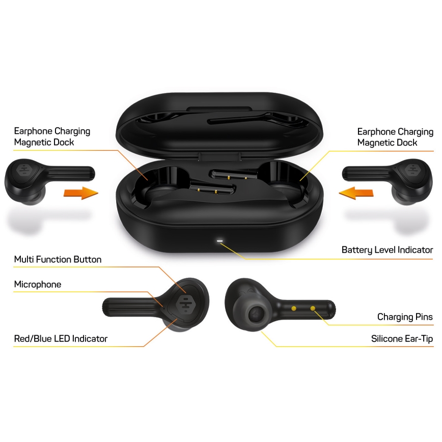 CONNECT IT HEP-5300-BK - Безжични слушалки с микрофон 300 mAh + 2x 35 mAh черен