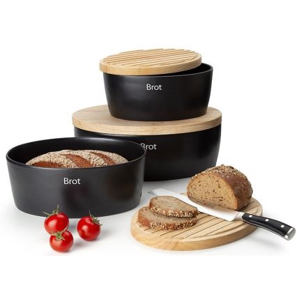 Continenta C3730 - Кутия за хляб 13,5x30 cм черна/бежова