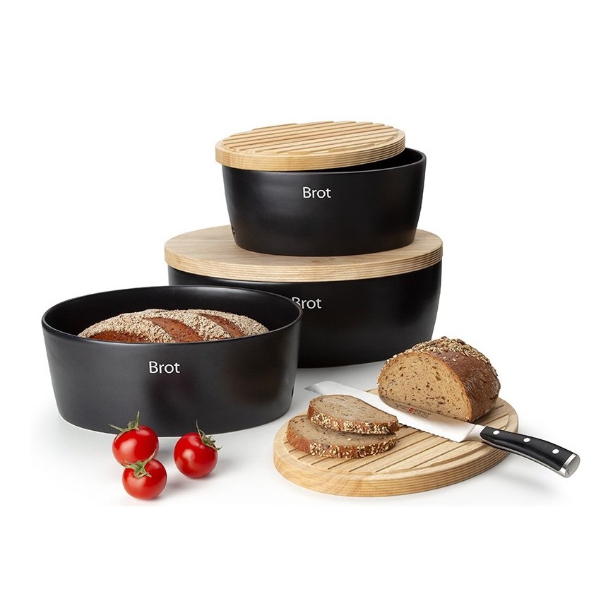 Continenta C3730 - Кутия за хляб 13,5x30 cм черна/бежова