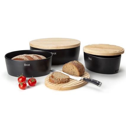 Continenta C3730 - Кутия за хляб 13,5x30 cм черна/бежова