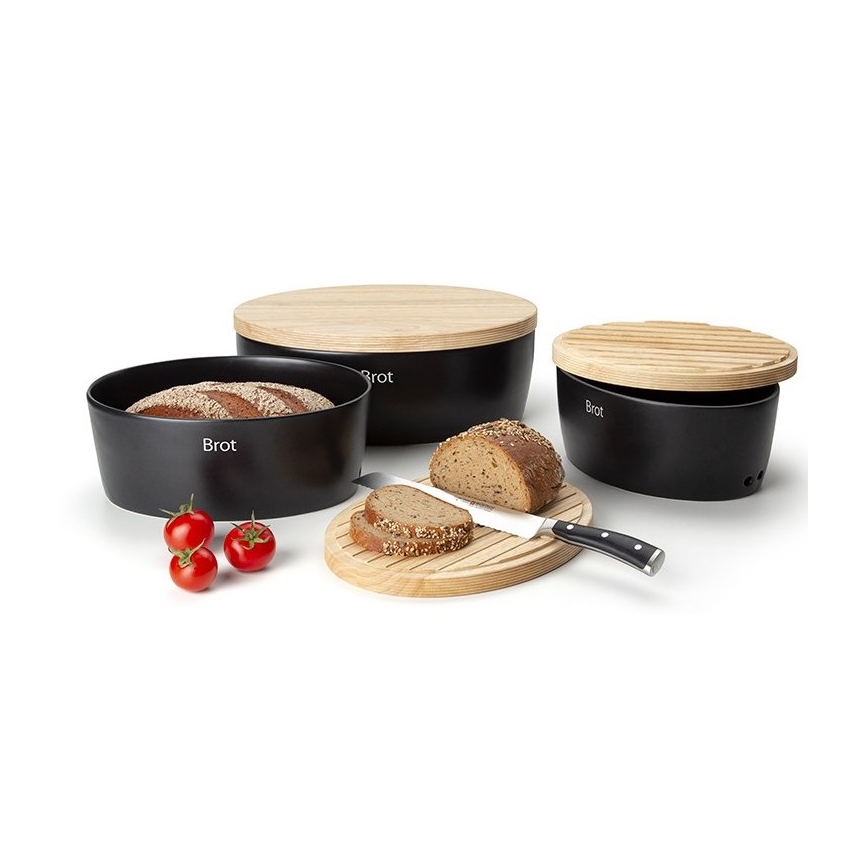 Continenta C3730 - Кутия за хляб 13,5x30 cм черна/бежова