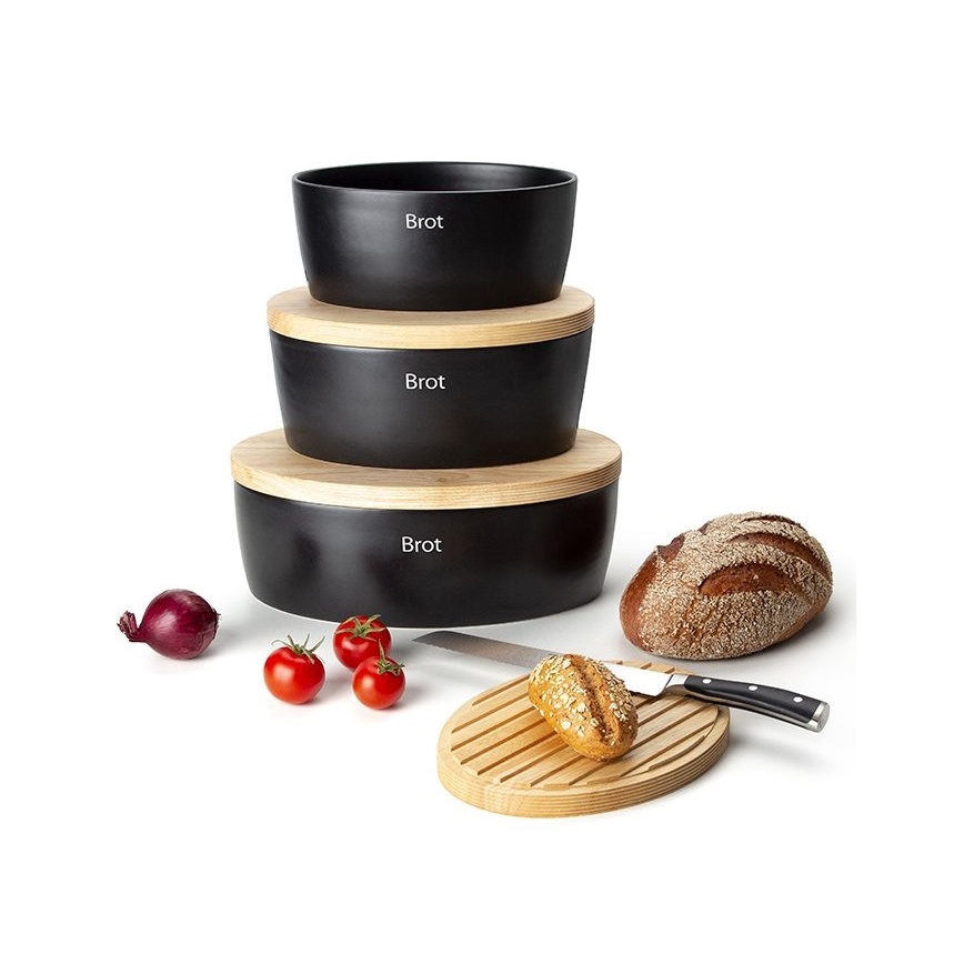 Continenta C3730 - Кутия за хляб 13,5x30 cм черна/бежова