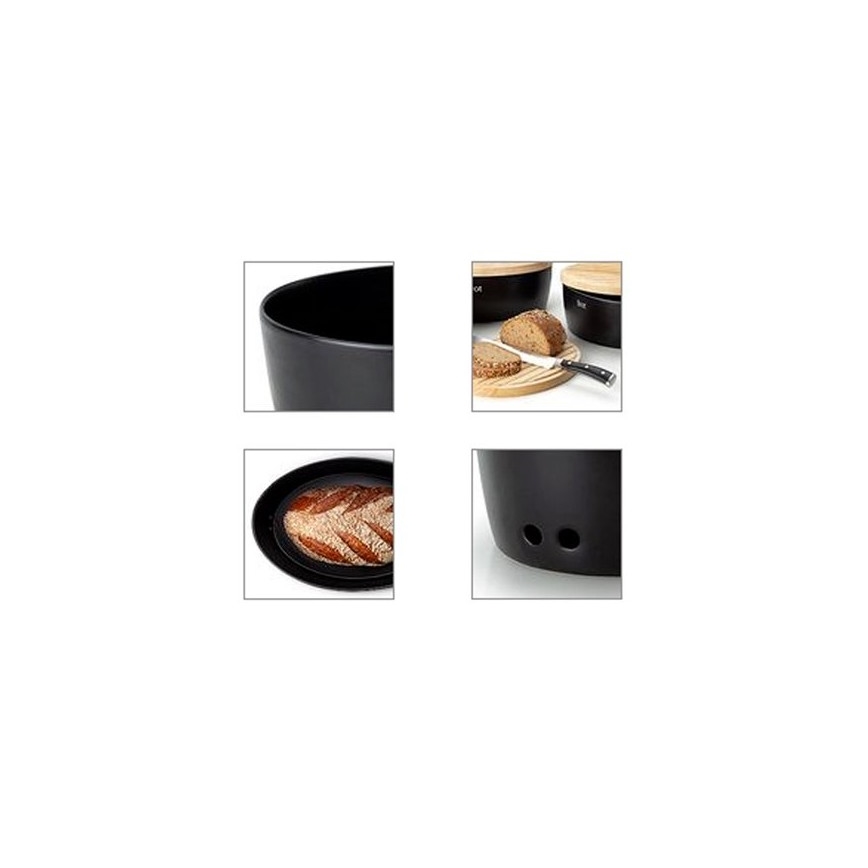 Continenta C3730 - Кутия за хляб 13,5x30 cм черна/бежова