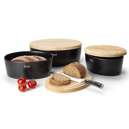 Continenta C3732 - Кутия за хляб 13,5x36 cм черна/бежова