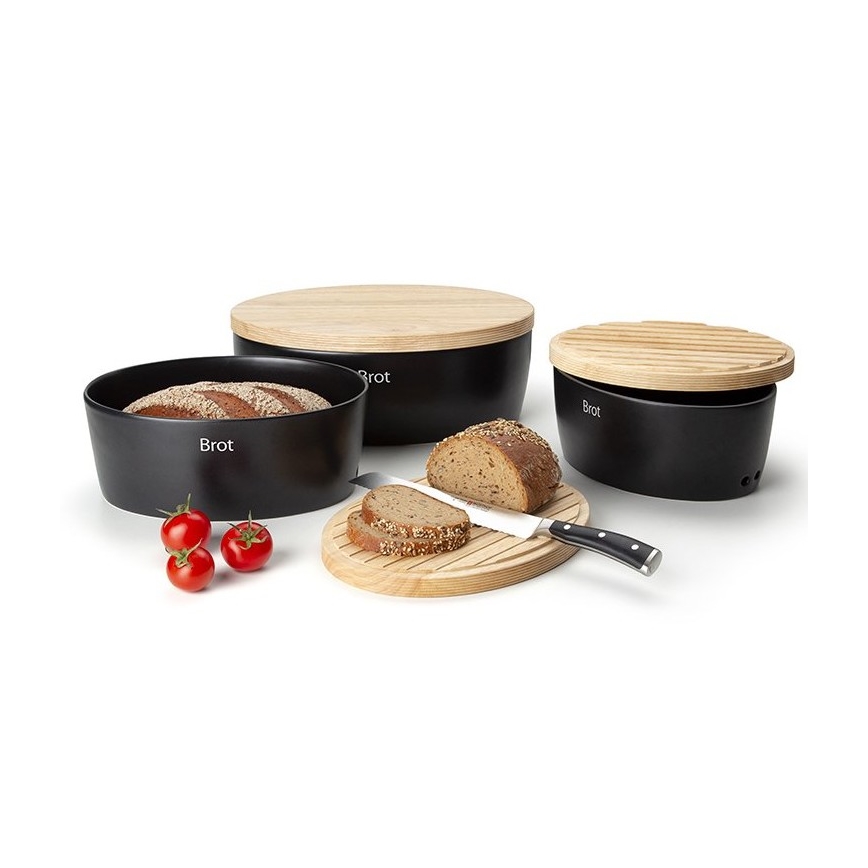 Continenta C3732 - Кутия за хляб 13,5x36 cм черна/бежова