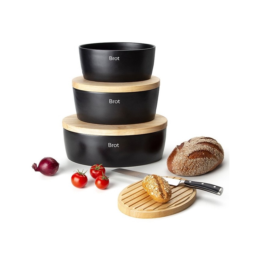 Continenta C3732 - Кутия за хляб 13,5x36 cм черна/бежова