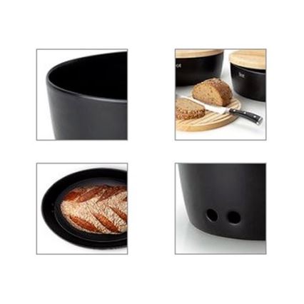 Continenta C3732 - Кутия за хляб 13,5x36 cм черна/бежова