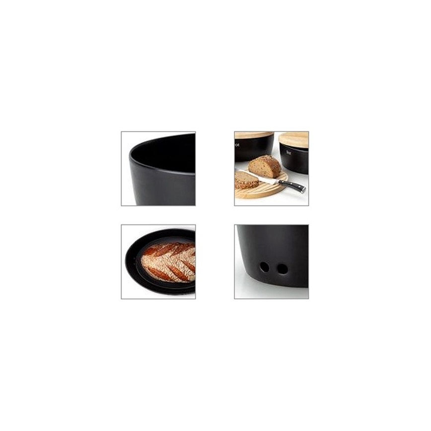 Continenta C3732 - Кутия за хляб 13,5x36 cм черна/бежова