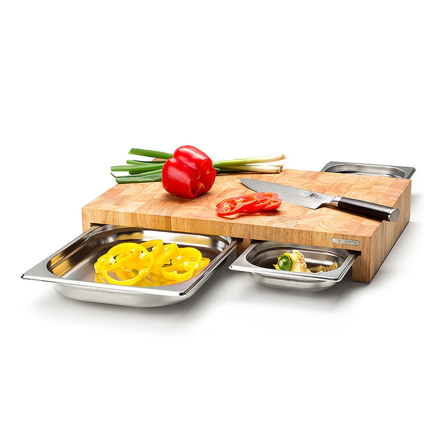 Continenta C4028 - К-кт 1бр. дъска за рязане 50x32,5 cм + 3бр. купи каучуков фикус