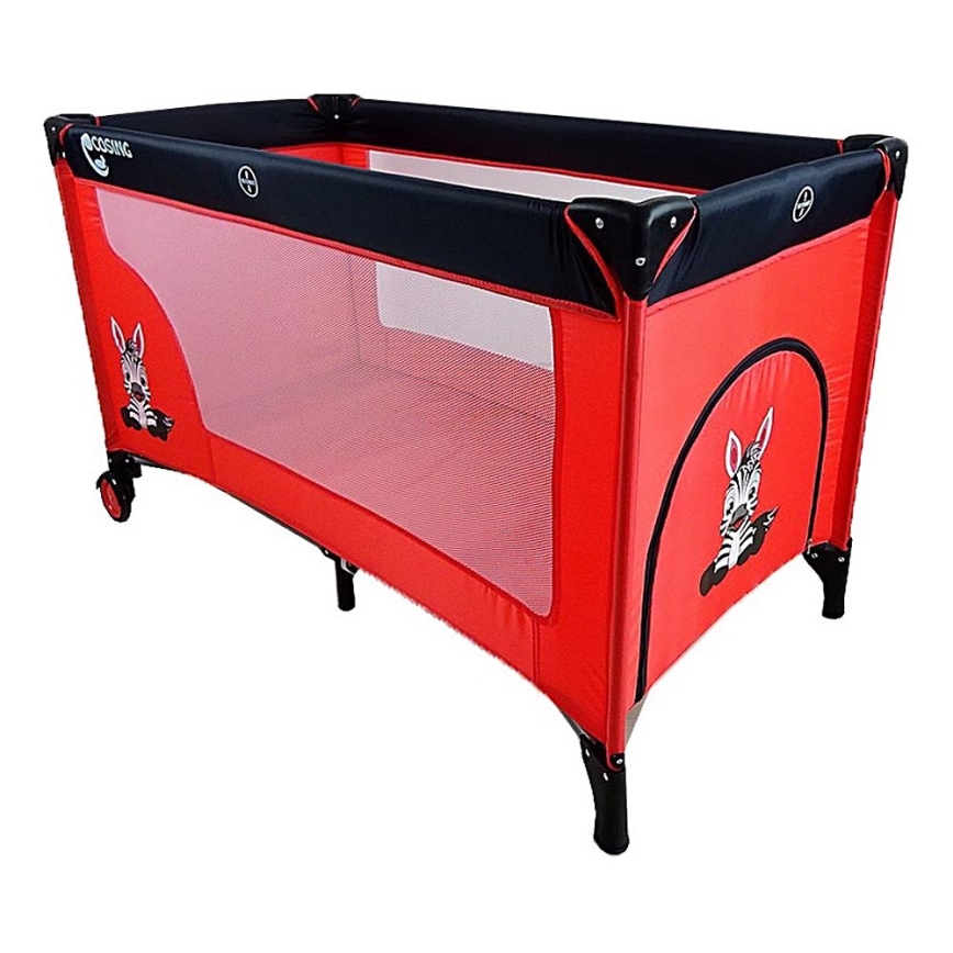 COSING - Детска пътна сгъваема кошара ADAM Zebra Red