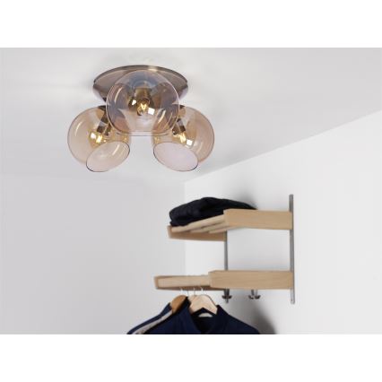 Cottex - Таванно осветително тяло CAPELLA 3xE14/40W/230V Ø 37 см димчато/кафяво