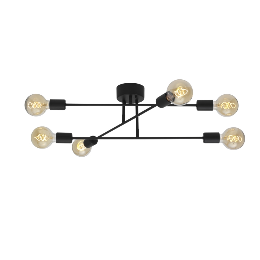 Cottex - Плафонен полилей BATON 6xE27/60W/230V черен