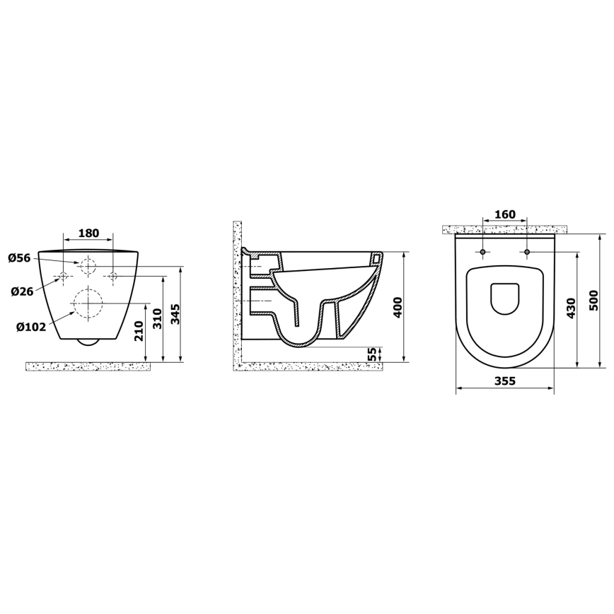 Creavit - Подвесна тоалетна чиния PAULA керамика/бяла