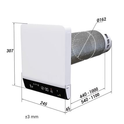 Dalap 25B160 - Локален рекуператор за стая BRISE 160 22W/230V Wi-Fi + дистанционно управление